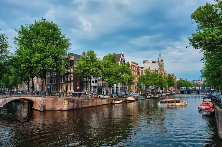 Amsterdam canal view reached by train from Zaandam Station